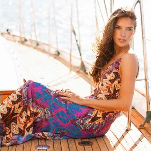 Halter Maxi Dress Resortwear VIX Paula Hermanny Small - Picture 1 of 8